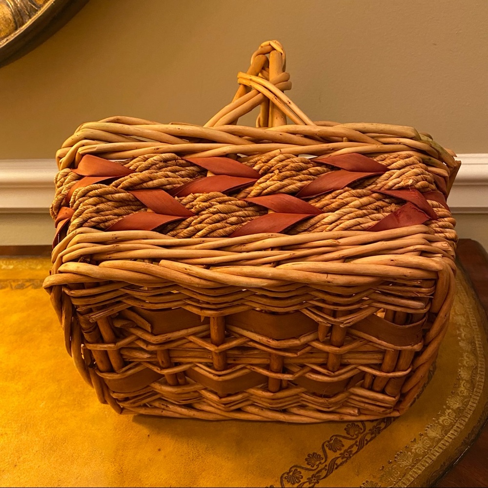 Rectangular Boho Wicker Storage Organizing Tan Br… - image 3